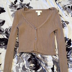 Ribbed tan long sleeve cardigan from h&m